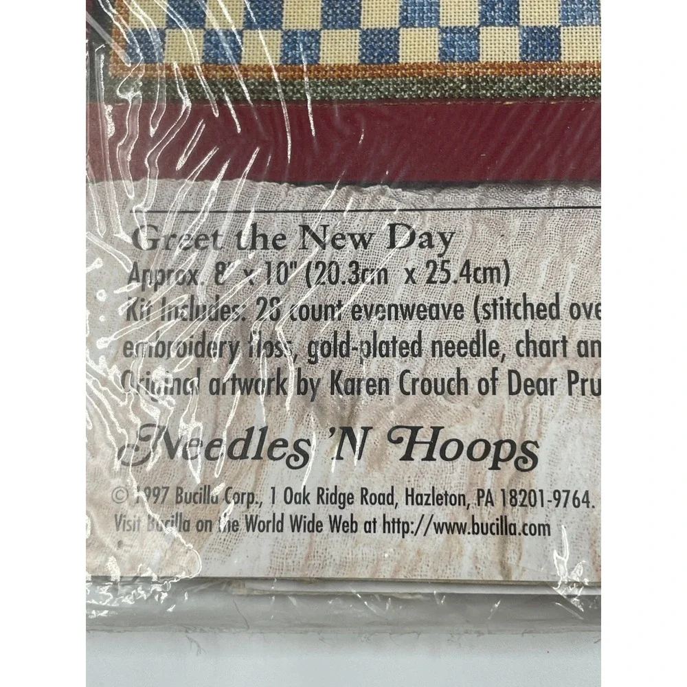 Vtg Bucilla 1710 Greet the New Day Counted Cross Stitch Kit Beehive Tulips 8x10